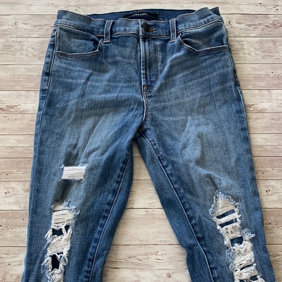J Brand Maria High Waisted Diversion Destruct Distressed Raw Hem Skinny Jeans - Picture 6 of 16